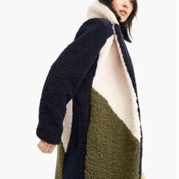 J.Crew Teddy Sherpa Topcoat in Colorblock - Picture 7 of 14